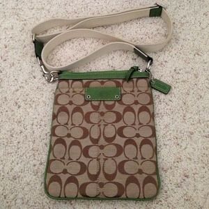 HOLD Coach tan/green crossbody