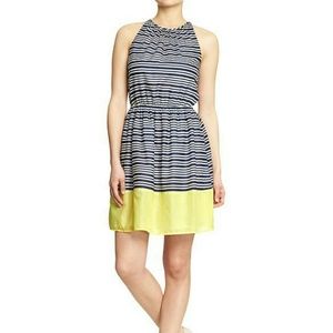 NWT navy and yellow striped dress