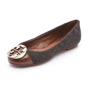 TORY BURCH flats sz 10 Parker Brown/Grey Flannel