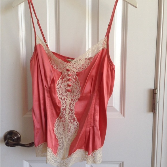 CORAL & CREME CAMISOL WITH COVERED BUTTONS