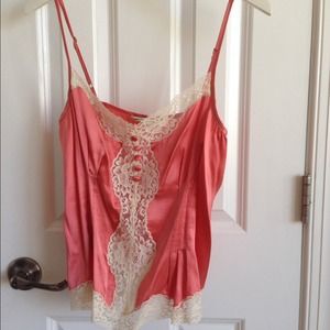 CORAL & CREME CAMISOL WITH COVERED BUTTONS