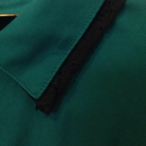 Teal and black button up cotton material - Picture 3 of 4