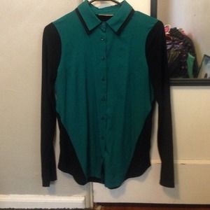 Teal and black button up cotton material