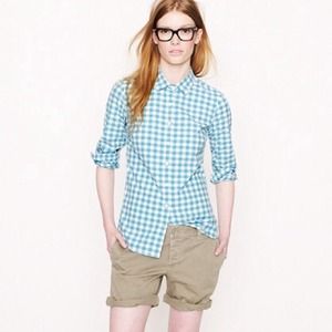 Jcrew  Aqua Gingham Shirt
