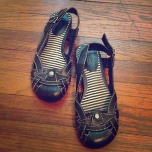 REDUCED! Black Leather Sling-back Flats