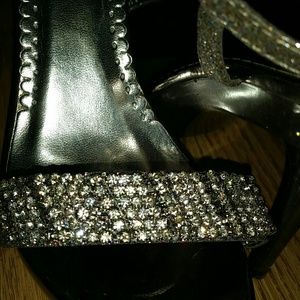 Silver Jeweled Heels