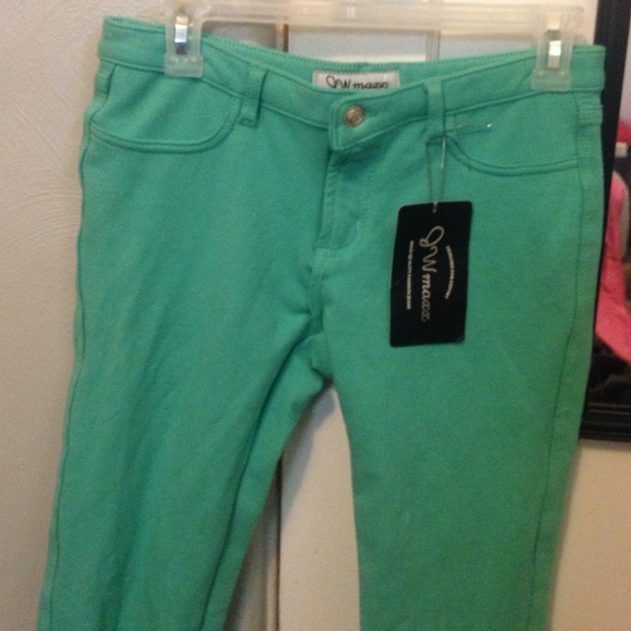 Turquoise stretchy pants - Picture 1 of 2