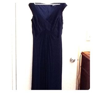 Tadashi collection navy blue silk long dress