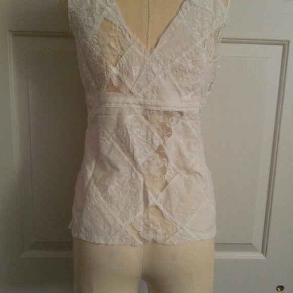 Beige lace cardigan sheer mesh top - Picture 3 of 3