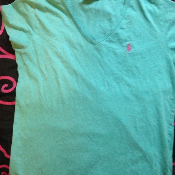 Baby Blue Polo Short Sleeved V-Neck - Picture 1 of 2