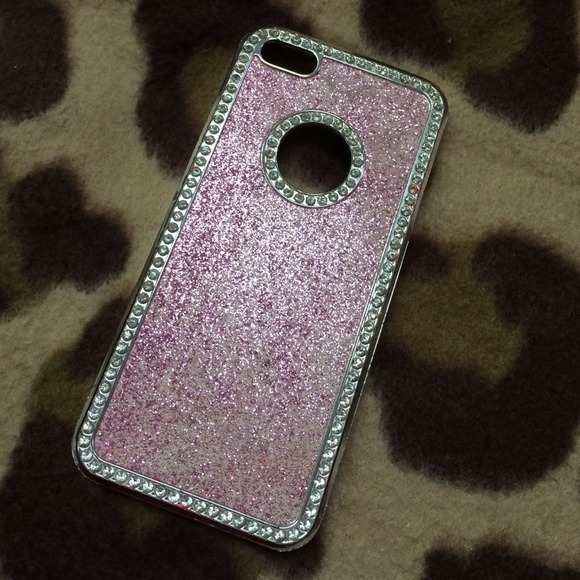 iPhone 5 / 5s cover pink glitter and crystals