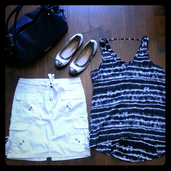 White cargo style skirt
