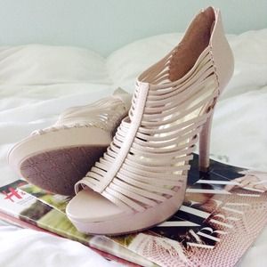 Nude strap heels