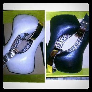 2 for one black and bone colored pumps