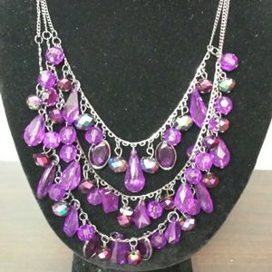 Purple milky stone frontal necklace