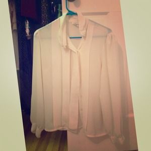 Nicola Sheer White Long Sleeved Button-Up Blouse