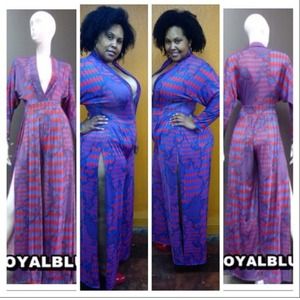 Double Split Deep V Neck Jumpsuit.