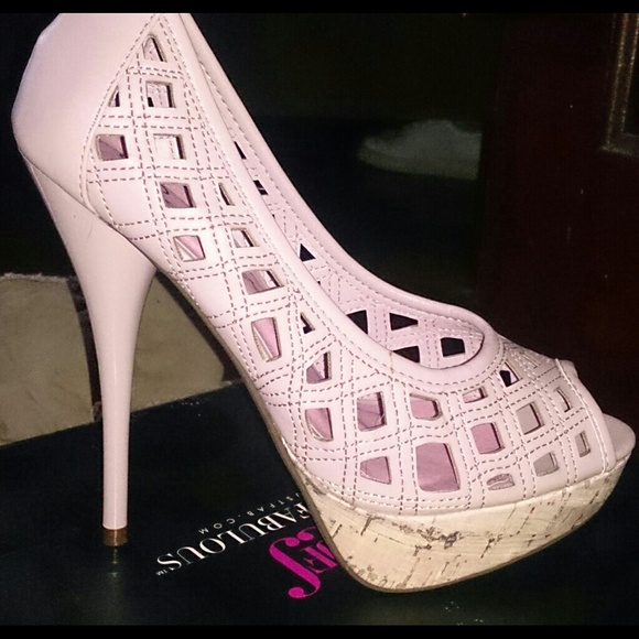 Pink eyelet design heels