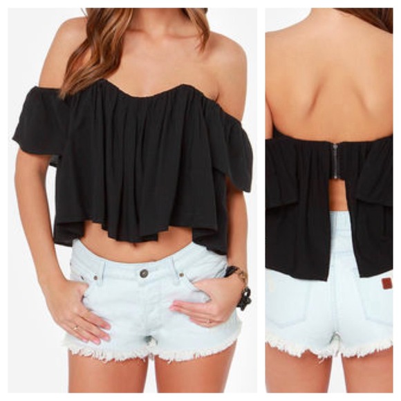 Off shoulder boned bodice crop top