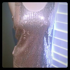 White sequin tank top. 100 % cotton.