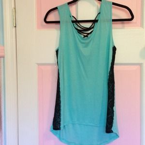 Aqua and black high low tank