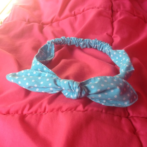 Accessories - Light blue polka dot bunny ears headband