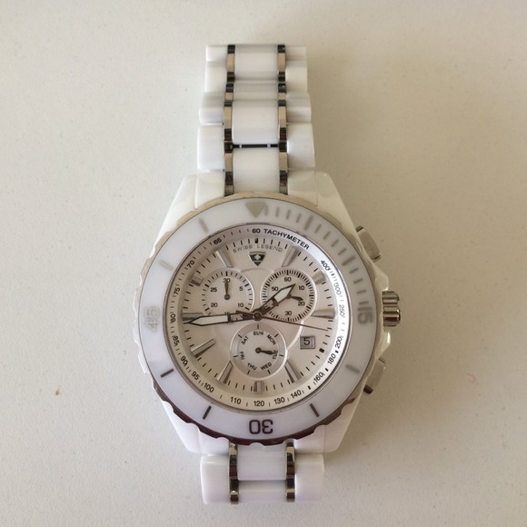 Swiss legend white ceramic watch + Dior eyeshadow
