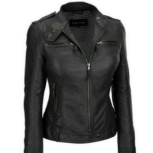 Faux-leather jacket