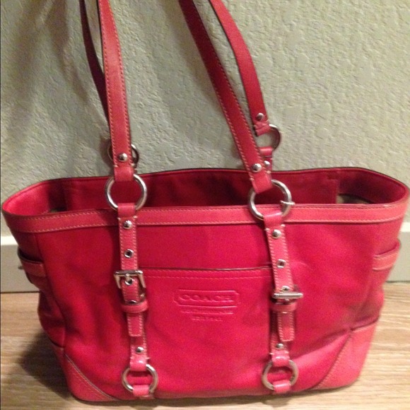 Red leather Coach purse
