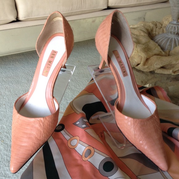 Peach snakeskin D'Orsay Heels 6.5