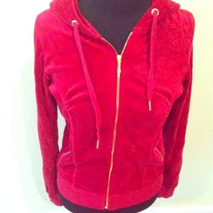 Red zip up sweater