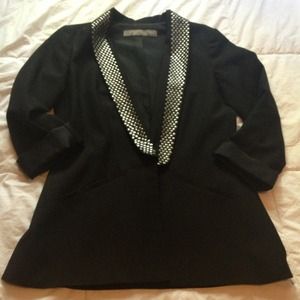 Zara BASIC BLACK BLAZER WITH COLLAR DETAILS SIZE M