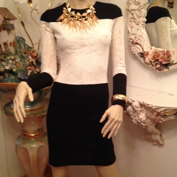 Sexy Black and White Dress with Lace NWOT