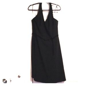 Halter black dress with velvet Swiss polka dots
