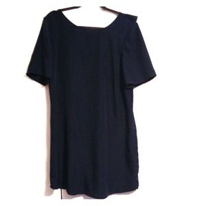 Navy dress with back ruffles