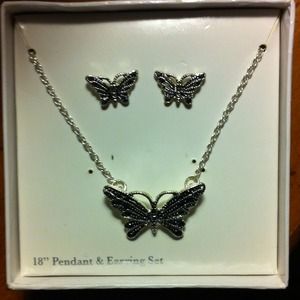 Butterfly necklace and earrings