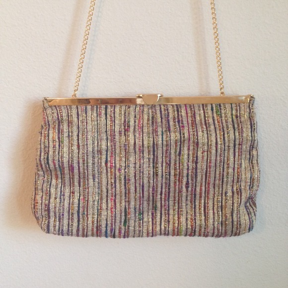 Free People inspired Embroidered Clutch Gold Purse