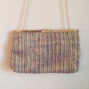 Free People inspired Embroidered Clutch Gold Purse