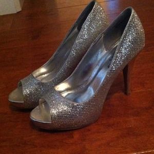 Sparkly silver heels