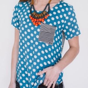 Blue Polka Dot Top