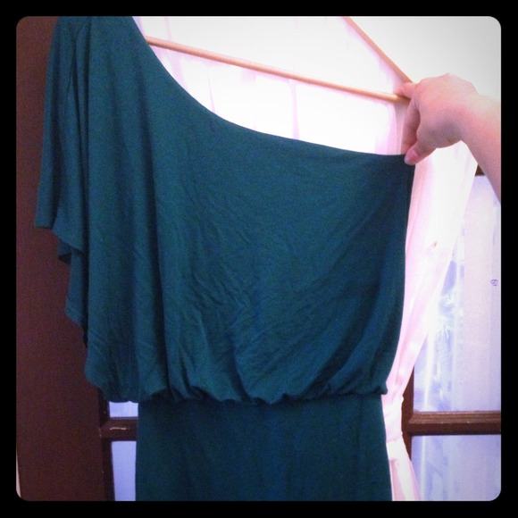 Forever21 teal one shoulder blouse and dress