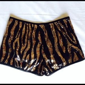 Black and gold sequin shorts