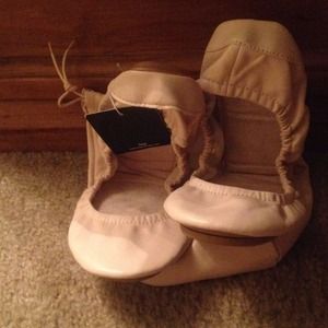 Pastel pink leather ballet flats