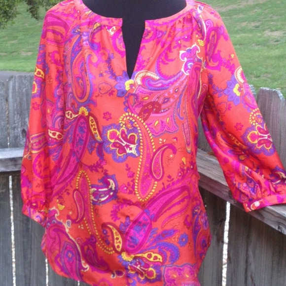 ❌BUNDLED❌🎉HP🎉💖RALPH LAUREN 💯% SILK TUNIC💖 - Picture 2 of 4