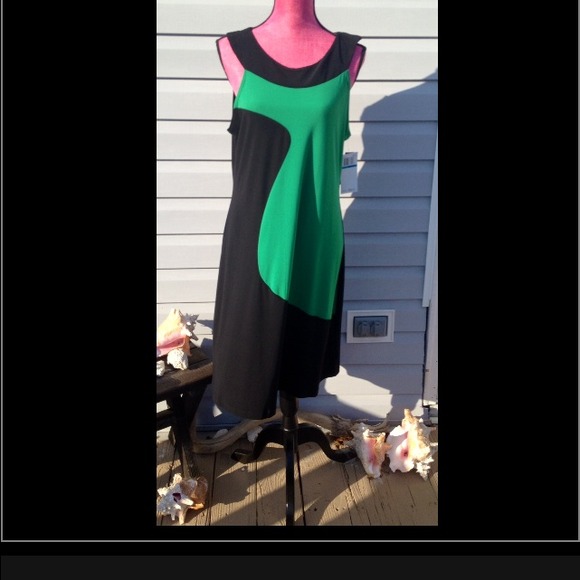 NWT Lennie Nina Leonard green scroll block dress!
