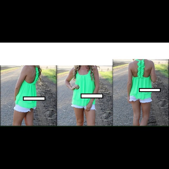 Naked zebra lime green princess ruffle back top