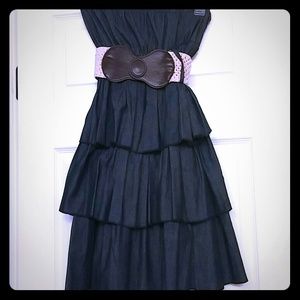 Strapless Ruffle Denim Dress