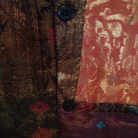 Boho India Style Vest Woven Silk - Picture 2 of 2