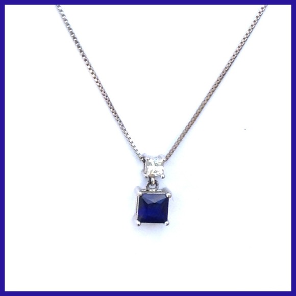 🎉HP🎉 Sapphire & CZ Sterling Silver Necklace - Picture 2 of 4