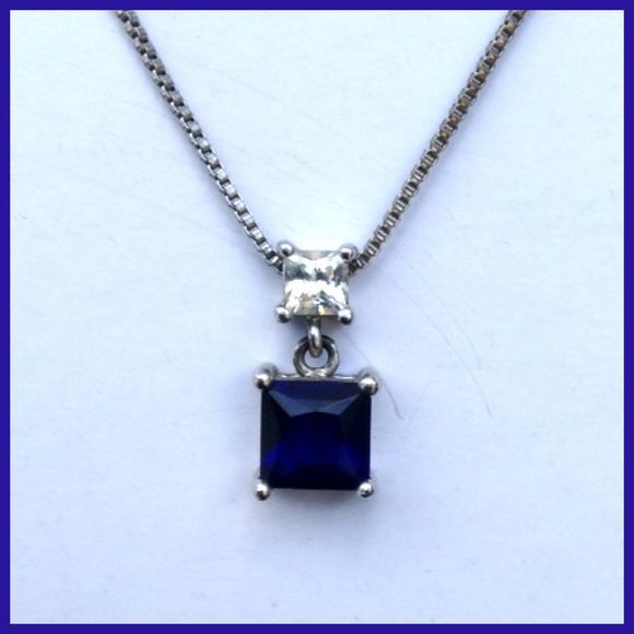 🎉HP🎉 Sapphire & CZ Sterling Silver Necklace - Picture 3 of 4